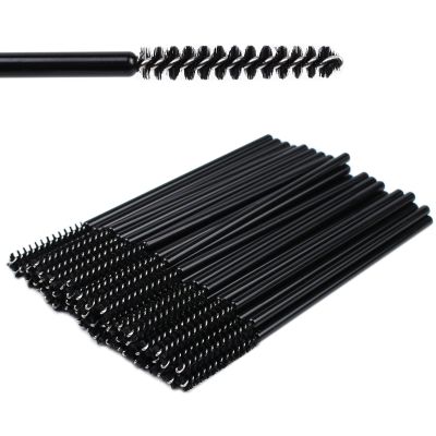 Mini Disposable Skinny Mascara Wands 50pcs Micro Eyelash Brush Small Makeup Brush Applicators Eyebrow Spoolies (Skinny-P-Black-50)