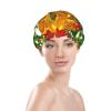 Merry Christmas Shower Caps Reusable Bath Cap Double Layers Waterproof Shower Cap for Women Long Hair view 3