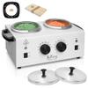 Professional Wax Warmer Double Pot Waxing Kit Heater Machine for Painless Hair Removal, with Adjustable Temperature Set, 50pcs Sticks, 20pcs Protective Collars view 1