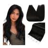 Tape in Hair Extensions Tape in Hair Extensions Human Hair Remy Hair Seamless Skin Weft Pu Tape ins Human Hair Extensions Color 1B Off Black Glue in Hair Extensions Hair Extensions ( Size : 20 pcs , C view 2