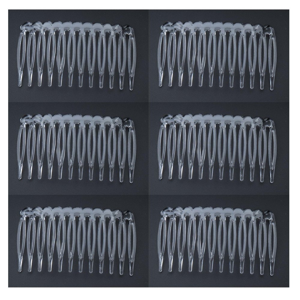 Ruwado 6 Pcs 12 Teeth Hair Side Combs 6.8 x 3.8 cm Tortoise French Twist Hair Barrettes Accessories for Women Girls Fine Thin Thick Long Hair Wedding Bridal Parties (Clear)