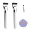 3pcs Flat Foundation Brush Sets, with Makeup Puff Makeup Blade Bristles Perfect for Blending Liquid Cream Foundation Concealer Applicator Cosmetics Makeup Face Brush Tools view 1