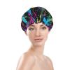 Rainbow of Neon Paint Splatters Shower Caps Reusable Bath Cap Double Layers Waterproof Shower Cap for Women Long Hair view 3