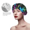 Rainbow of Neon Paint Splatters Shower Caps Reusable Bath Cap Double Layers Waterproof Shower Cap for Women Long Hair view 4