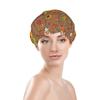Thanksgiving Turkey Maple and Pumpkin Shower Caps Reusable Bath Cap Double Layers Waterproof Shower Cap for Women Long Hair view 3