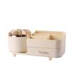 360 Rotating Makeup Organizer for Vanity with Brush Holder and Drawer, Cosmetic Display Case, Makeup Organizer for Skincare, Perfume, Lotions, Lipsticks Countertop Organizer (White) view 1