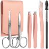 FANDAMEI Eyebrow Kit with Leather Case - Eyebrow Scissors, Tweezers, Razor, Brush for Women & Men - Facial Hair & Ingrown Hair Removal view 1