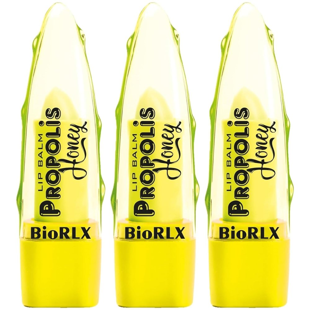 BioRLX Propolis and Honey Lip Balm - Natural Color-Free Moisturizing Lip Care for Soft and Hydrated Lips (There Lip Balm) (Propolis & Honey, 0.12 Ounce (Pack of 3))