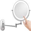 Makeup Mirror 5X LED Wall Mounted Makeup Mirror with Dimmable Lights Stainless Steel Magnifying Wall Bathroom Mirror Touch Screen, USB Rechargeable view 1
