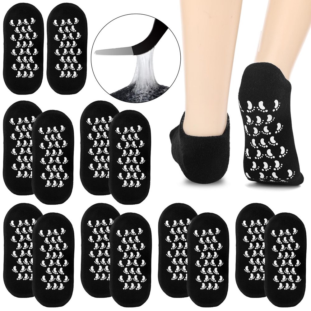 8 Pairs Large Men's Moisturizing Gel Socks Reusable Soft Gel Spa Lotion Socks for Repairing and Softening Dry Cracked Feet Skins,Dry Cracked Heels, Calluses Us Men 10-15