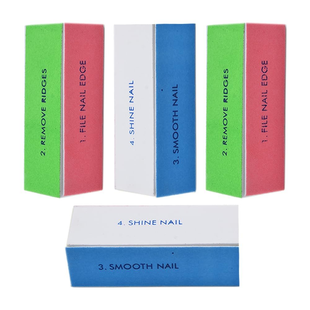 WEILUSI 4 Ways Nail Buffer Block Nail Files and Buffers, Nail Shine Buffers Blocks Files Sanding Polisher Smooth & Buff & Shine Manicure Buffer Tools Kit for Nail Art Care 4PCS