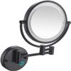Makeup Mirror 8" Wall Mounted Makeup Mirror with Lights LED 5X Wall Makeup Vanity Mirror Double Sided, Touch Button and Adjustable Light, Shaving Makeup in Bedroom or Bathroom USB RechargeBlack ( Colo view 1
