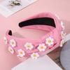 NVENF Flower Headbands for Women Spring Summer Floral Knotted Headbands Crystal Rhinestone White Pink Wide Top Knot Headband Beach Summer Hair Accessories Outfits Gifts (Flower A-Pink3) view 4