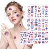100PCS 4th of July Temporary Tattoos, Fourth of July Patriotic Tattoo, America Flag Red White and Blue Face Tattoo Stickers, Party in the USA Memorial Independence Labor Day Makeup Accessories view 1