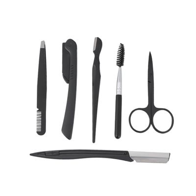 MAGICLULU 6pcs Travel Essential Eyebrow Razor Set Comb Brush Scissors Shaper for Grooming Beauty Kit