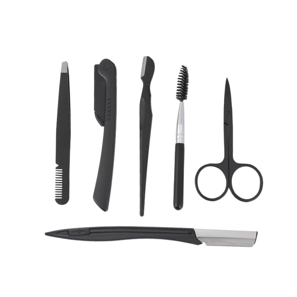 MAGICLULU 6pcs Travel Essential Eyebrow Razor Set Comb Brush Scissors Shaper for Grooming Beauty Kit