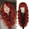 BARSDAR Long Wavy Copper Red Wig With Bangs - Long Curly Wavy Red Wig With Bangs for Women - 26 Inch Thick Soft Synthetic Natural Looking Daily Cosplay Party Halloween Face-Framing Copper Auburn Wigs view 1