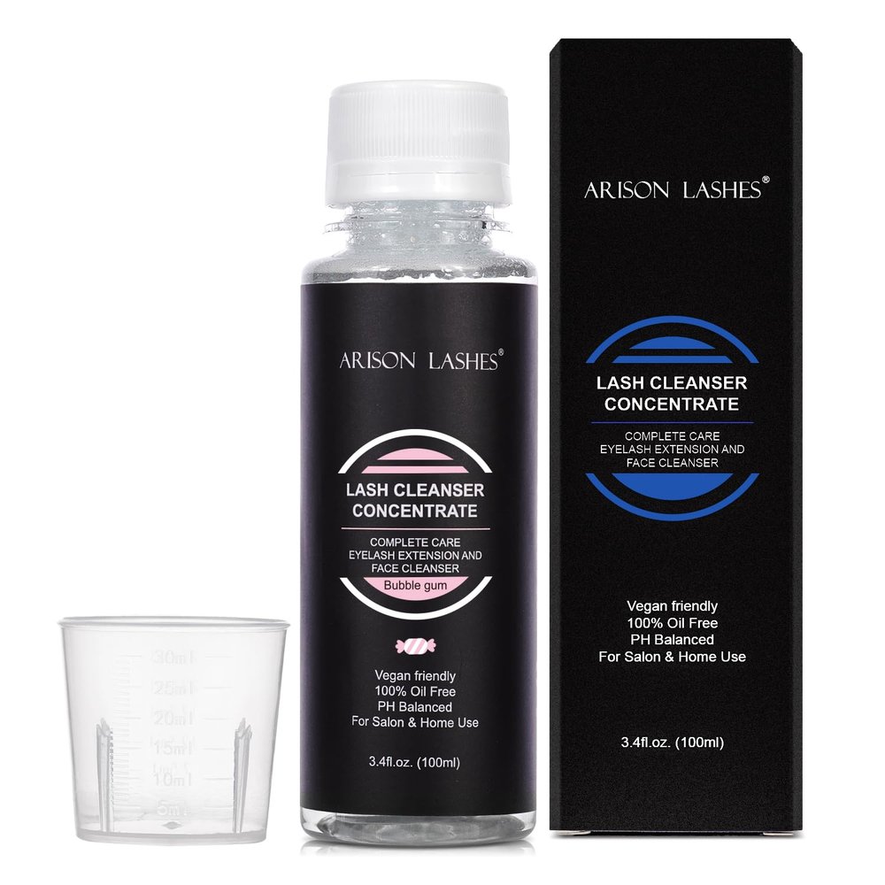 Eyelash Cleanser Concentrate 100ml Lash Extensions Shampoo Natural Foaming Cleanser DIY Non-lrritating Wash for Extensions Lashes with Salon Home Care-Makes 20 Bottles 60ml lash Shampoo (Bubble gum)