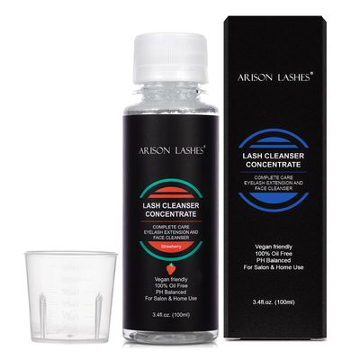 Eyelash Natural Foaming Cleanser Concentrate 100ml Lash Extensions Shampoo DIY Non-lrritating Wash for Extensions Lashes with Salon Home Care-Makes 20 Bottles 60ml lash Shampoo (Strawberry)