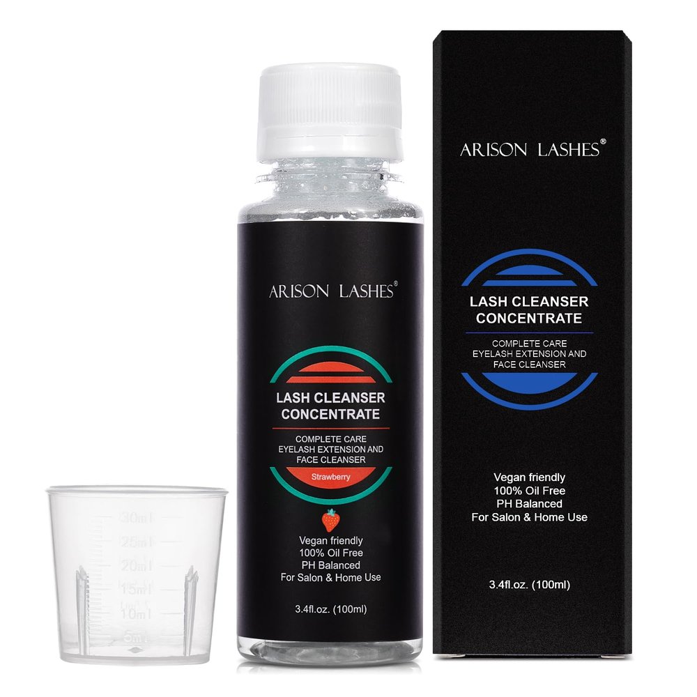 Eyelash Natural Foaming Cleanser Concentrate 100ml Lash Extensions Shampoo DIY Non-lrritating Wash for Extensions Lashes with Salon Home Care-Makes 20 Bottles 60ml lash Shampoo (Strawberry)
