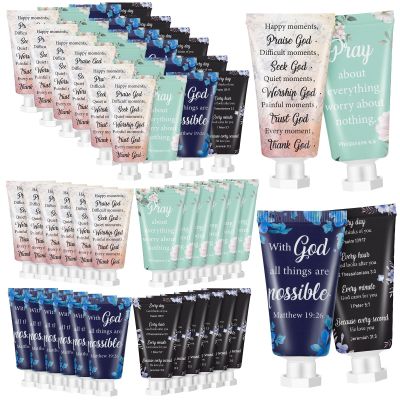 Sacubee 24 Pcs Christian Hand Cream Bulk for Women Christian Gift Mini Travel Size Religion Bible Verse Lotion for Skin Dry Hand Lotion Mother's Day for Mom Grandma Church Prayers Coworker