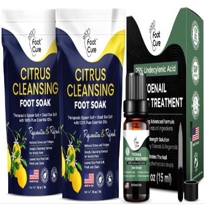 Citrus Detox Foot Soak With Epsom Salts - for Foot Callus, Immune Boost, Damaged Toenail, Athletes Foot, Pedicure & Toenail Repair Liquid