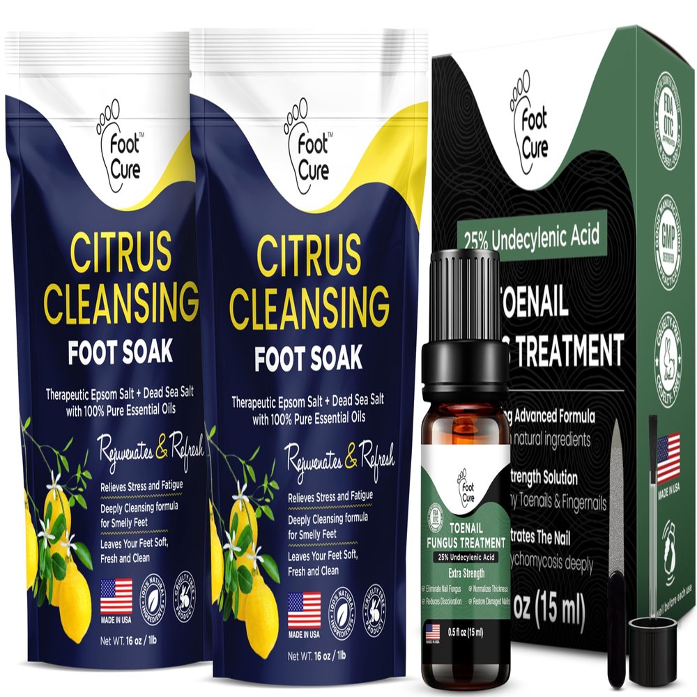 Citrus Detox Foot Soak With Epsom Salts - for Foot Callus, Immune Boost, Damaged Toenail, Athletes Foot, Pedicure & Toenail Repair Liquid