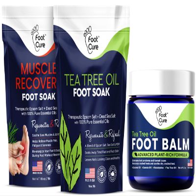 Tea Tree Oil & Muscle Relief Foot Soak with Epsom Salts - All Natural Salts for Post Workout Recovery - Softens Calluses & Tea Tree Oil Foot Balm