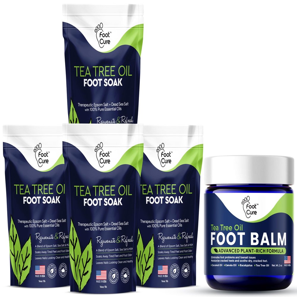 Tea Tree Oil Foot Soak with Epsom Salts- for Foot Pain, Soreness, Athletes Foot, Odors, Toe Nail Fungus, For Dry Cracked Feet - Instantly Hydrates & Soothes Irritated Skin & Athletes Foot