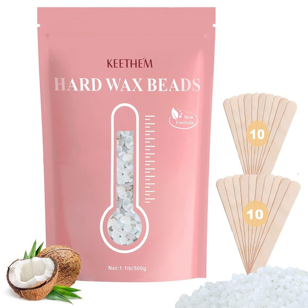 Hard Wax Beads for Hair Removal, 1.1lb/17.6oz Painless Waxing Beads for Sensitive Skin, Full Body Hard Wax Beans with 20 Applicators for Women Men Bikini Brazilian, Armpit,Back and Chest Waxing