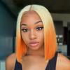 12 Inch Wig Human Hair Frontal Lace Wig, Human Hair Gradient Color Straight Wigs Human Hair for Black Women Pre Plucked with Natural Baby Hair view 2
