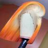 12 Inch Wig Human Hair Frontal Lace Wig, Human Hair Gradient Color Straight Wigs Human Hair for Black Women Pre Plucked with Natural Baby Hair view 4