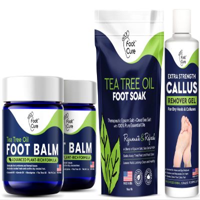 Tea Tree Oil Foot Balm - Foot Moisturizer for Dry Cracked Feet - Instantly Hydrates & Soothes Irritated Skin & Athletes Foot - Best Foot Care for Women and Men & Tea Tree Foot Soak, Callus Remover Gel