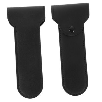 FRCOLOR 2pcs Portable Travel Razor Case Manual Shaver Holder Compact Black Leather Razor Storage Durable Lightweight Design for Men Father Day and Travel