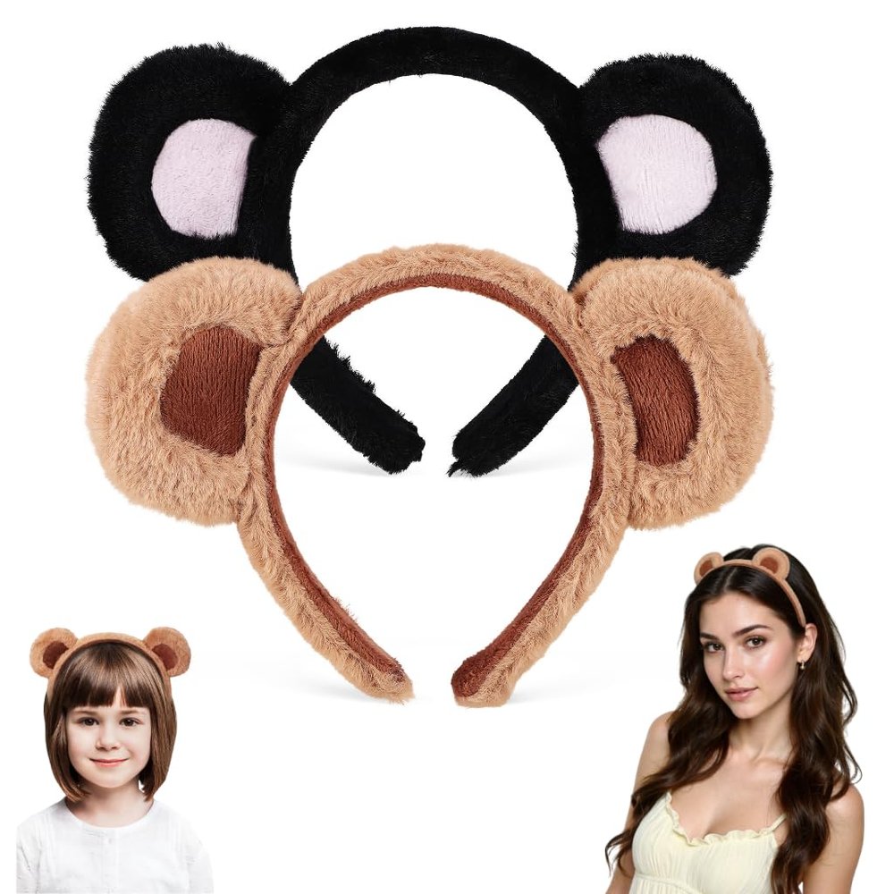 Baluue Bear Ear Headband Soft Brown Animal Ears for Adults Lightweight Comfortable Cosplay Party Makeup Accessory