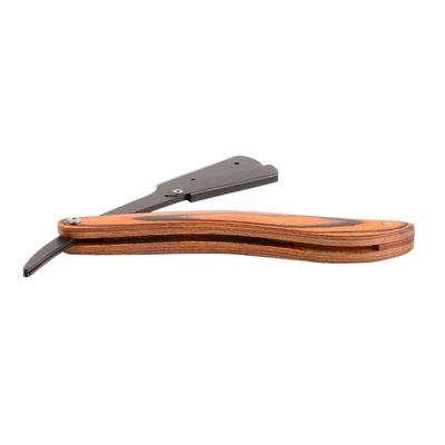 Beaupretty Stainless Steel Folding Razor for Men Barber Travel Razor Wooden Handle for Shaving Beard and Mustache