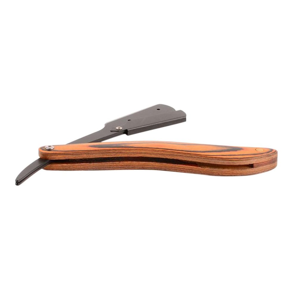 Beaupretty Stainless Steel Folding Razor for Men Barber Travel Razor Wooden Handle for Shaving Beard and Mustache