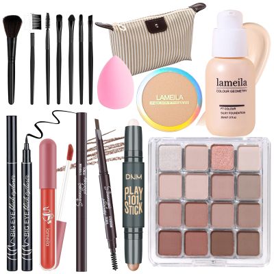 YBUETE Makeup Set Full Kit for Girls Teens Women, Makeup Present Set, Includes Eyeshadow, Foundation, Blusher, Eyebrow Pencil, Mascara, Eyeliner, Brushes, Lip Gloss, Sponge, Cosmetic Bag