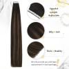 Tape in Hair Extensions Human Hair Balayage Darkest Brown Ombre Brown Tape Human Hair Extensions Brown Tape in Hair Extensions Real Human Hair Balayage Hair Extensions Tape on 14-24Inch Hair Extension view 2