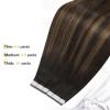 Tape in Hair Extensions Human Hair Balayage Darkest Brown Ombre Brown Tape Human Hair Extensions Brown Tape in Hair Extensions Real Human Hair Balayage Hair Extensions Tape on 14-24Inch Hair Extension view 3
