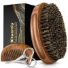 Bituemly Beard Brush, Natural Boar Bristles Beard Brush for Men and Wooden Sandalwood Pocket Beard Comb Set, Facial Hair Grooming Kit with Mustache Scissors as a Styling Tool, Growth, Detangles, Shine view 1