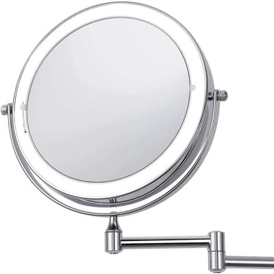 7X Magnifying Glass Wall Makeup LED Mirror 2 Sided Touch LED Lights Wall Mount Vanity Mount Bathroom Mirrors 8 Inch