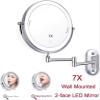 7X Magnifying Glass Wall Makeup LED Mirror 2 Sided Touch LED Lights Wall Mount Vanity Mount Bathroom Mirrors 8 Inch view 2