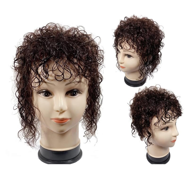 12x12 Natual Fluffy Curly One Piece Three Clips for Woman Human Hair Machine Made (Natural black,Short)