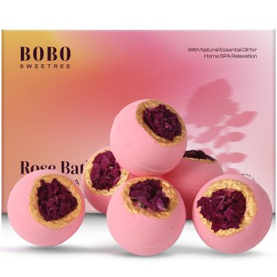 Bath Bombs for Women, Gift Set of 6 Fizzies Luxury Large Size with Real Flowers and Natural Organic Essential Oil, Self Care Gifts for Women, Mon, Daughter, Girlfriend, Kids,Pack of 6 (Rose)