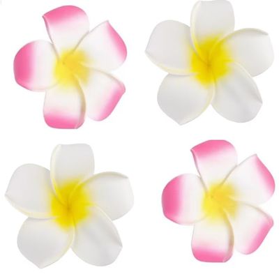 4 Pcs 7cm White and Pink Hawaiian Frangipani Plumeria Foam Head Flower Party Beach Hair Clip Hair Clips, Clips and Barrettes, Hawaiian Flower Hair Clips
