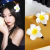 4 Pcs 7cm White and Pink Hawaiian Frangipani Plumeria Foam Head Flower Party Beach Hair Clip Hair Clips, Clips and Barrettes, Hawaiian Flower Hair Clips view 3