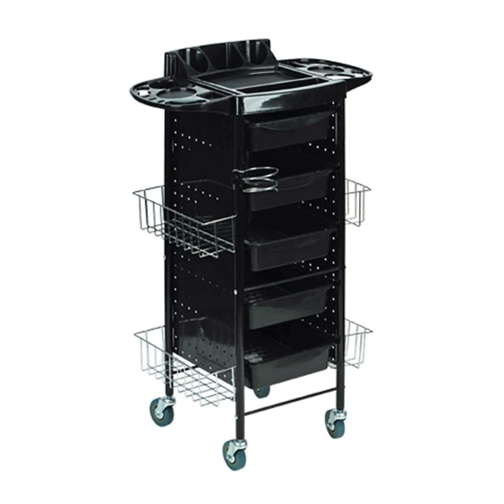 Rieort Salon Trolley 5 Layer Salon Rolling Cart Steel Trolley Cart with Tray and Wheels Salon Cart for Beauty Spa Salon Trolley Cart
