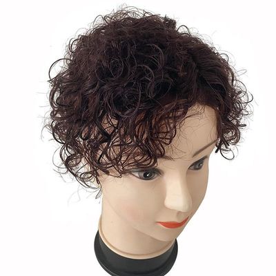 12x14 Human Hair For Woman Cover Whote Hair Curly Three Clips for Hair Loss (Natural black,10inch)