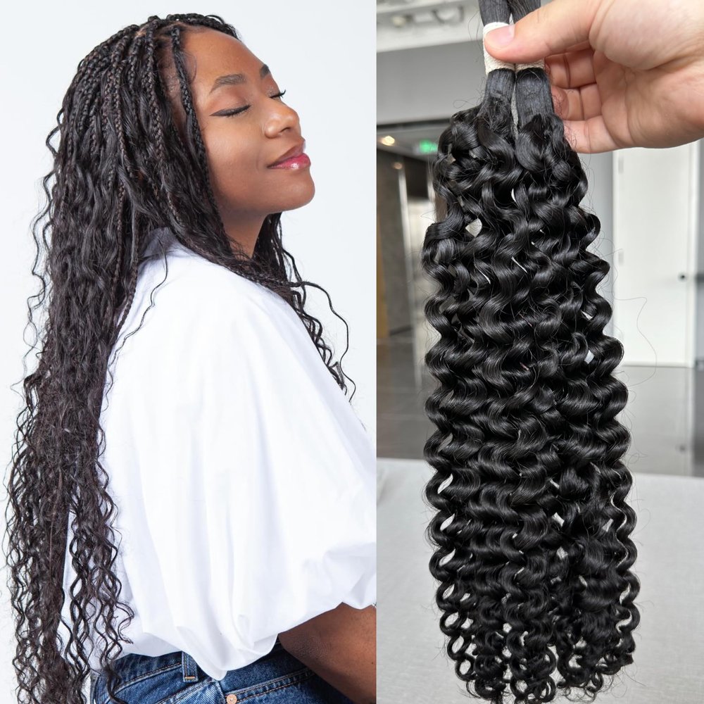 14A Grade High Amplitude Indian Wave Bulk boho braids Human Hair Braiding 100% Brazillian Virgin Hair Extensions 2Bundle/Pack 100g More Density for Micro braiding No Weft (Indian wave, 16inch)
